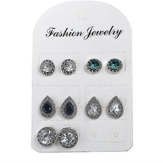 Foto 2 | Juego De Pendientes Huoguo Dazzling Blue White Black Gem Crystal - Venta Internacional.