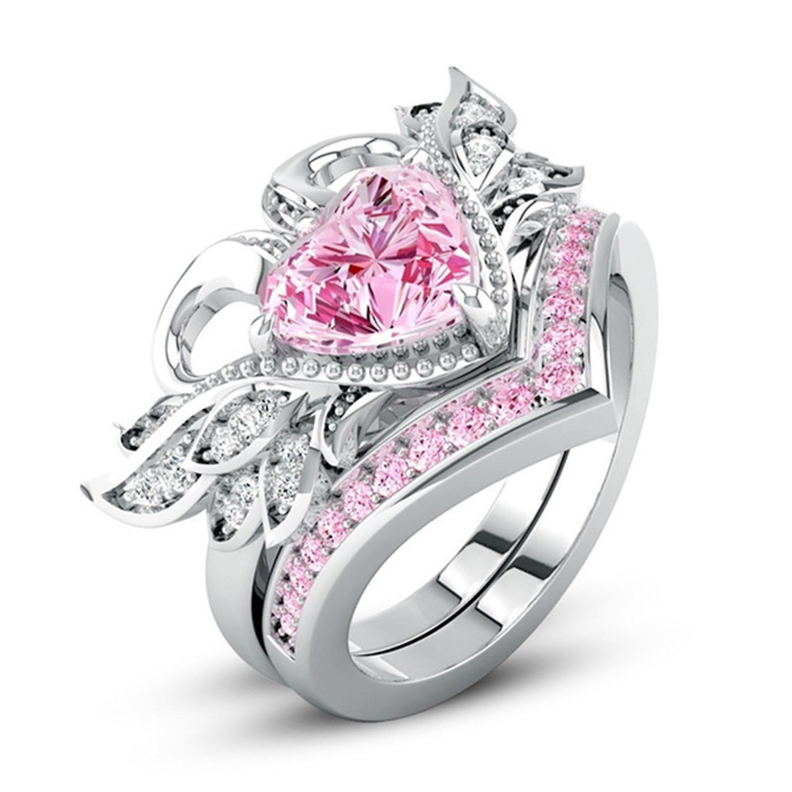 Foto 2 pulgar | Anillo Huoguo  Lujosa  Aristocrática Y Elegante Corona De Cisne  Gema Rosa - Venta Internacional.