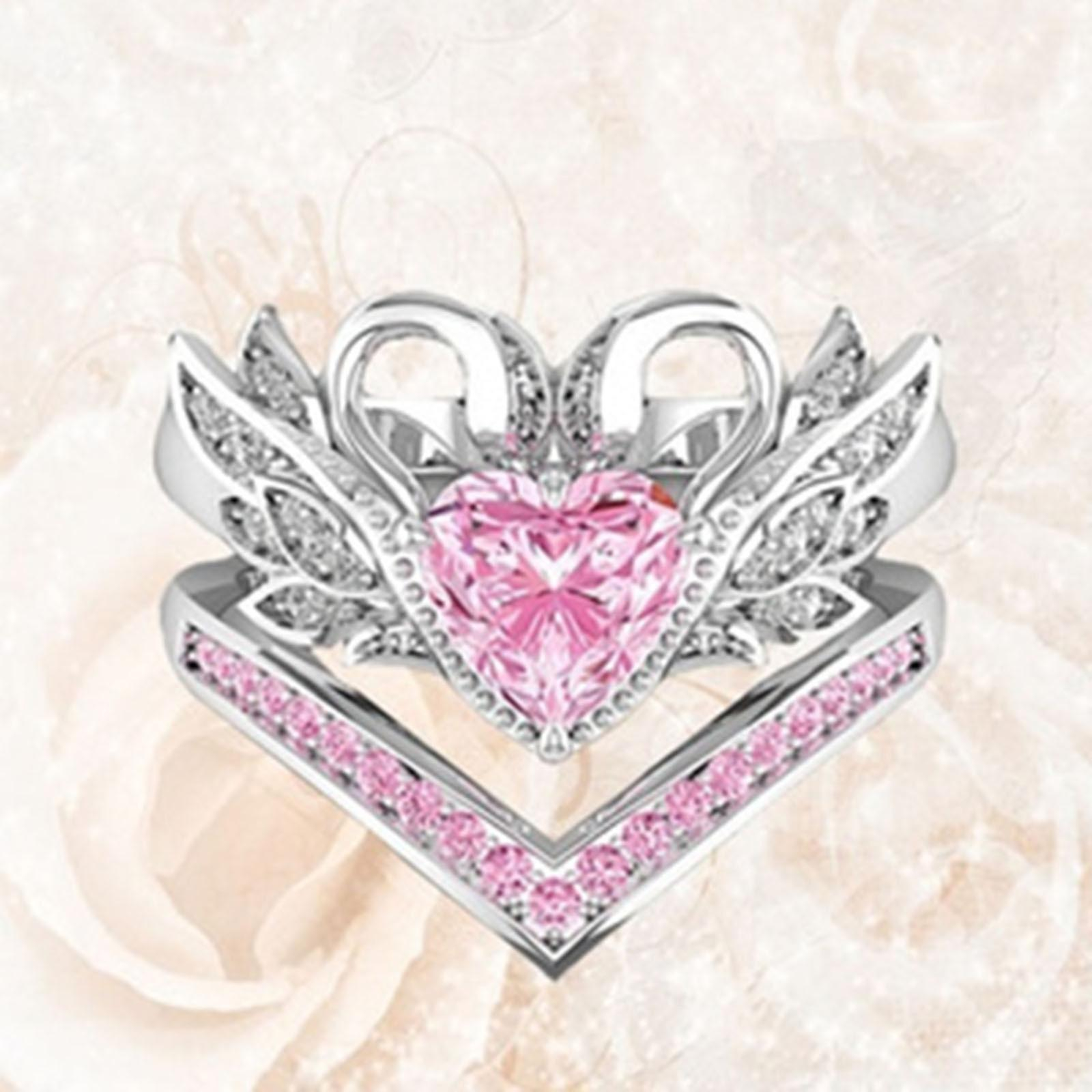Foto 4 pulgar | Anillo Huoguo  Lujosa  Aristocrática Y Elegante Corona De Cisne  Gema Rosa - Venta Internacional.