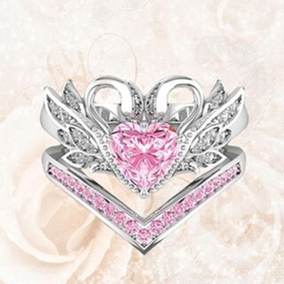 Foto 3 | Anillo Huoguo Lujosa Aristocrática Y Elegante Corona De Cisne Gema Rosa - Venta Internacional.