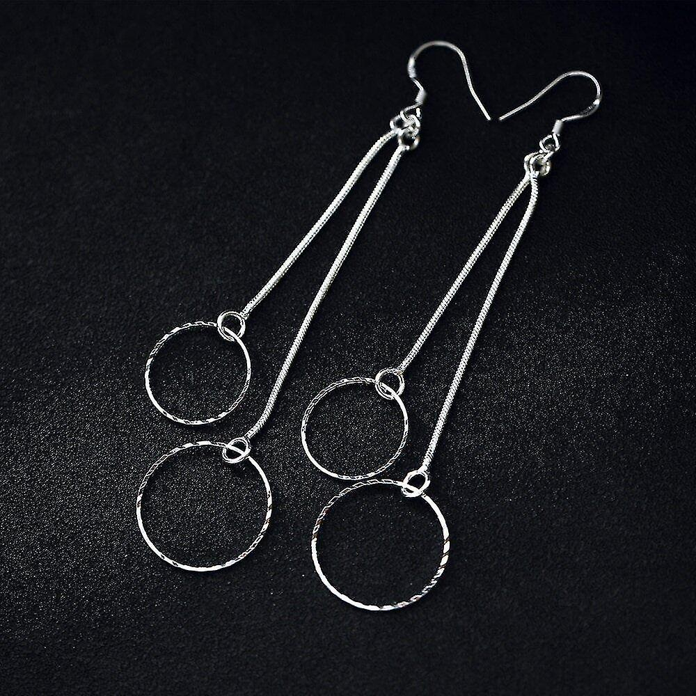 Foto 3 pulgar | Pendientes Huoguo  Gancho De Cobre Para Mujer Con Colgante Redondo - Venta Internacional.