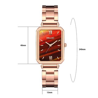 Foto 3 | Reloj Huoguo Con Números Romanos Rectangulares Creativos Para Mujer De Acero - Venta Internacional.