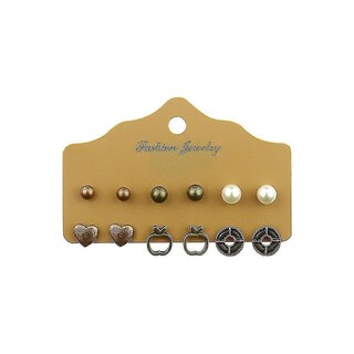 Foto 1 | Set De Pendientes Con Forma De Corazón Y Perla Diseño De Árbol De Deseos Diamantes De Imitación - Venta Internacio