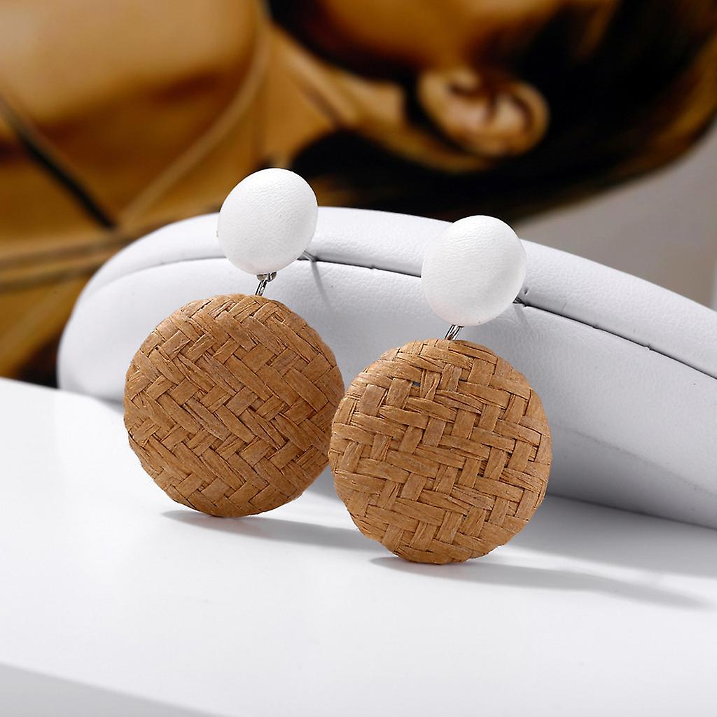 Foto 3 pulgar | Pendientes Huoguo  Estilo Bohemio  Madera  Bambú Y Ratán Para Mujer - Venta Internacional.