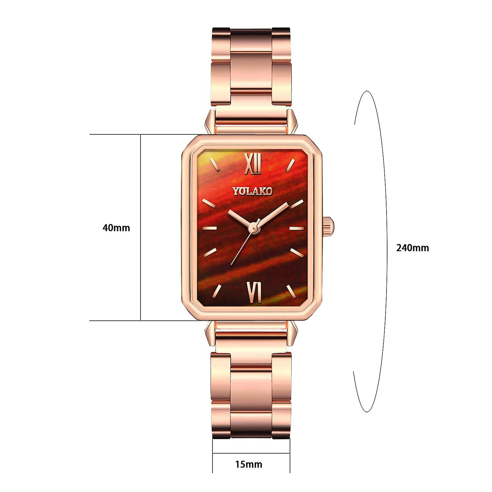 Foto 3 | Reloj Huoguo Con Números Romanos Rectangulares Creativos Para Mujer  De Acero - Venta Internacional.
