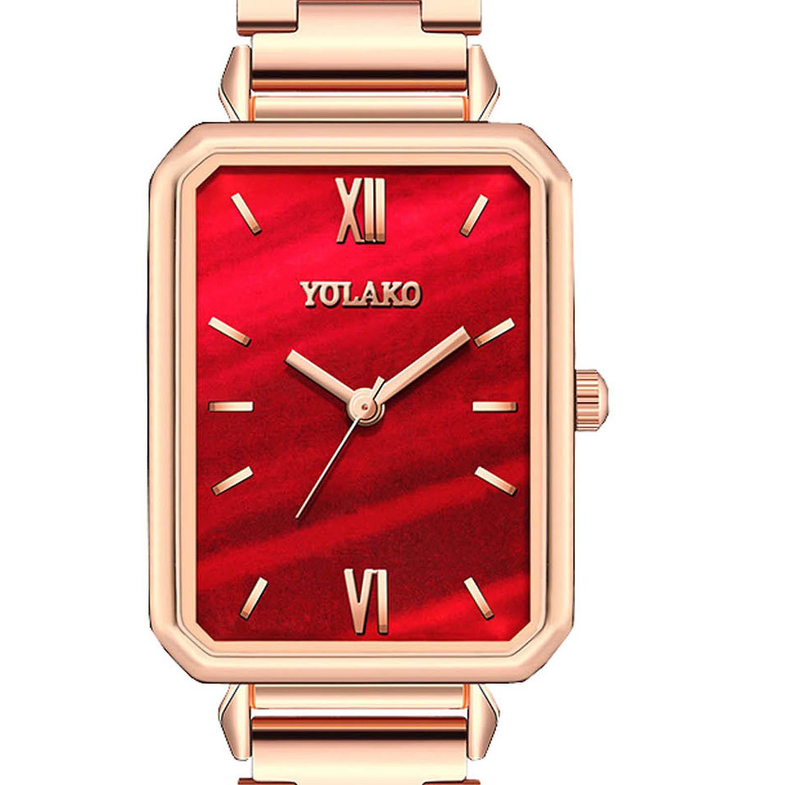 Foto 5 pulgar | Reloj Huoguo Con Números Romanos Rectangulares Creativos Para Mujer  De Acero - Venta Internacional.