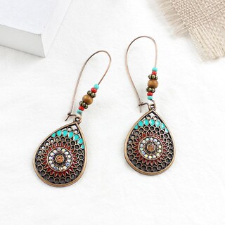 Foto 2 | Pendientes Huoguo Vintage Bohemios Con Forma De Gota De Agua Geométrica De Metal - Venta Internacional.
