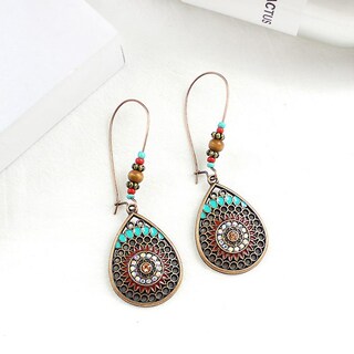 Foto 3 | Pendientes Huoguo Vintage Bohemios Con Forma De Gota De Agua Geométrica De Metal - Venta Internacional.