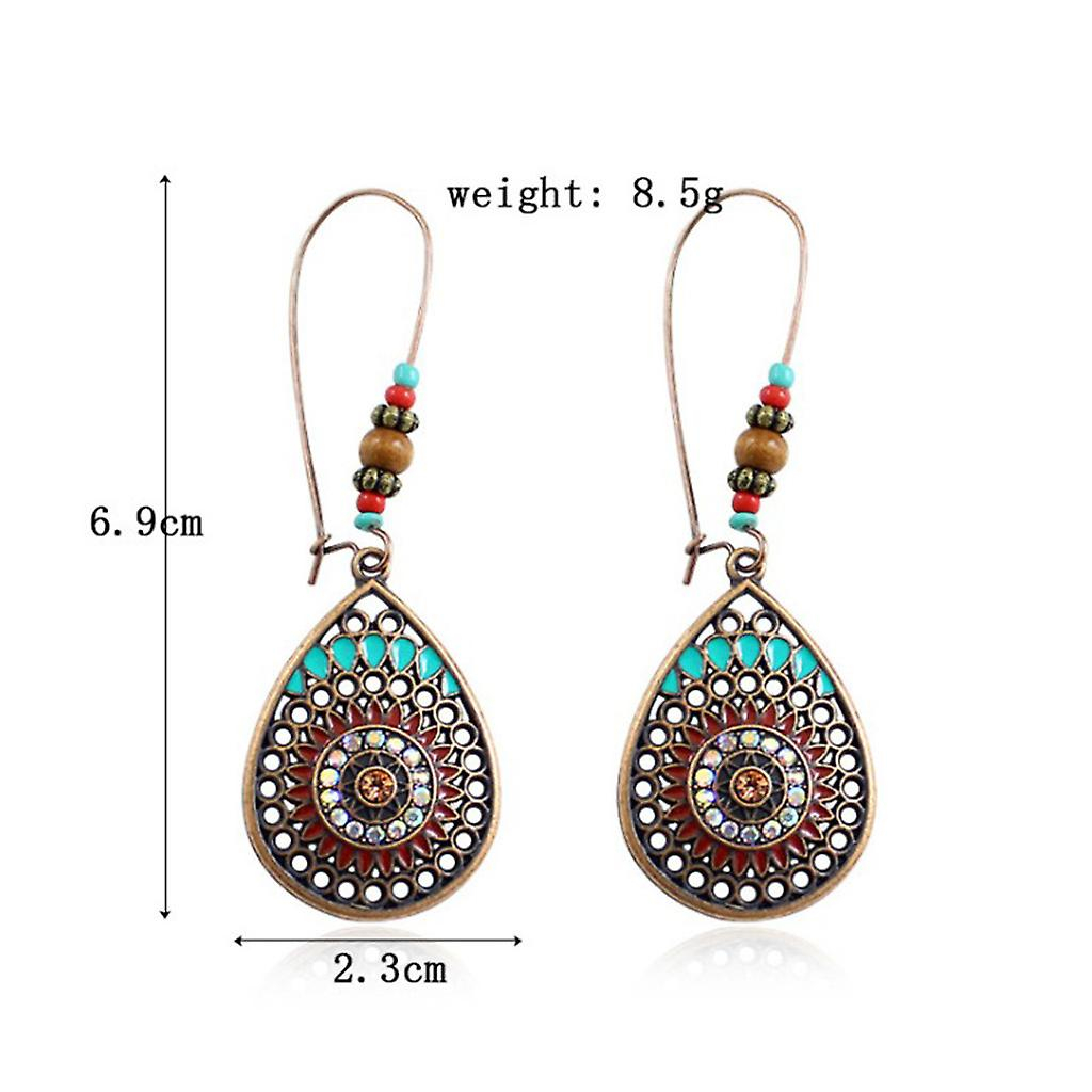 Foto 5 pulgar | Pendientes Huoguo  Vintage  Bohemios  Con Forma De Gota De Agua Geométrica  De Metal - Venta Internacional.