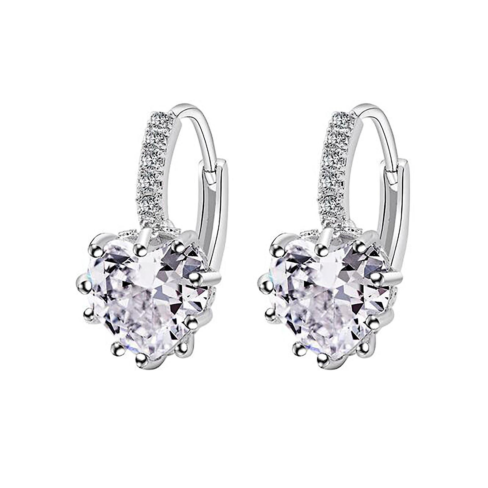 Foto 1 | Pendientes Huoguo  Botón De Circonio  Color Melocotón  Corazón  Multicolor - Venta Internacional.