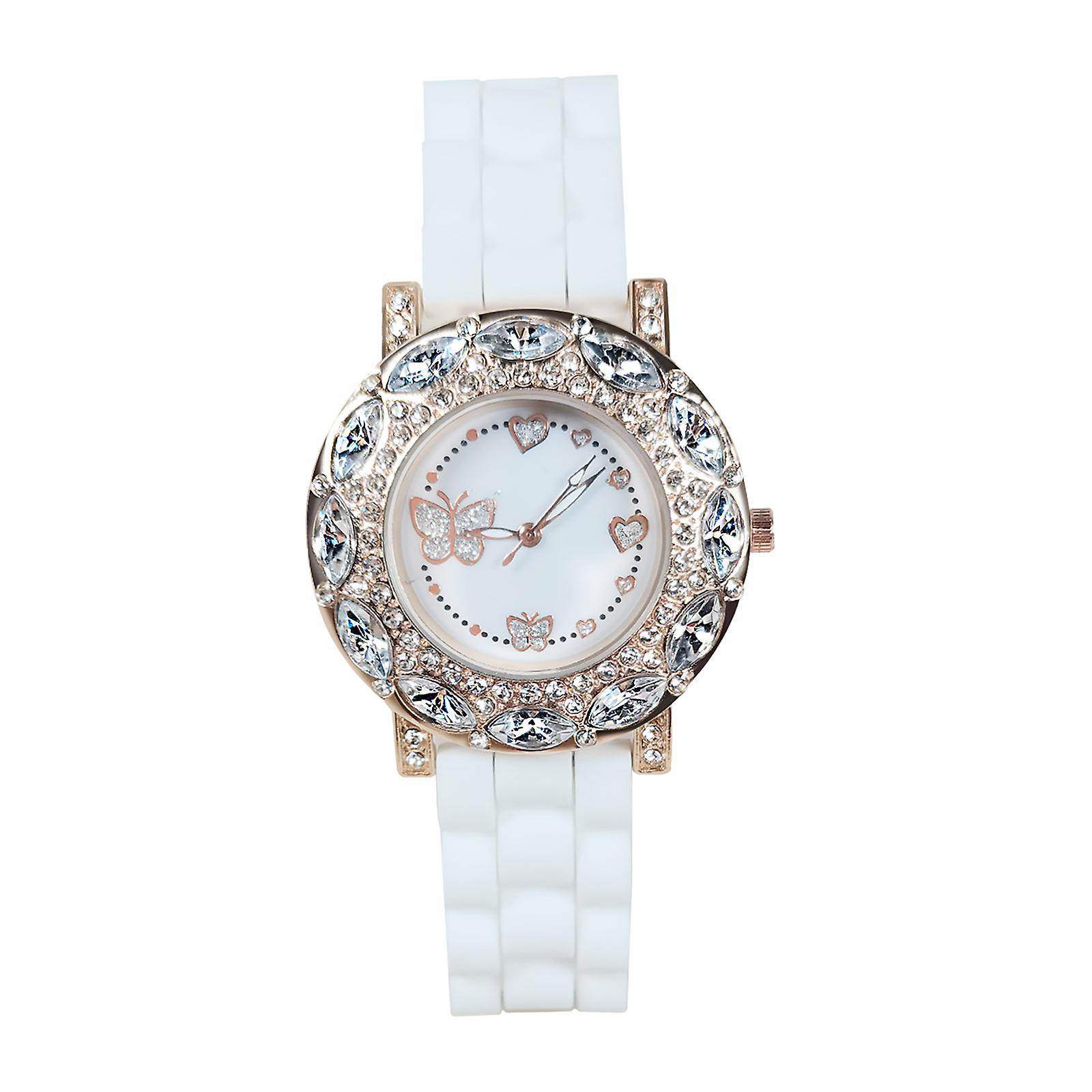 Foto 1 | Reloj Huoguo Vestido De Mariposa De Gel De Sílice Para Mujer En Oro Rosa - Venta Internacional.