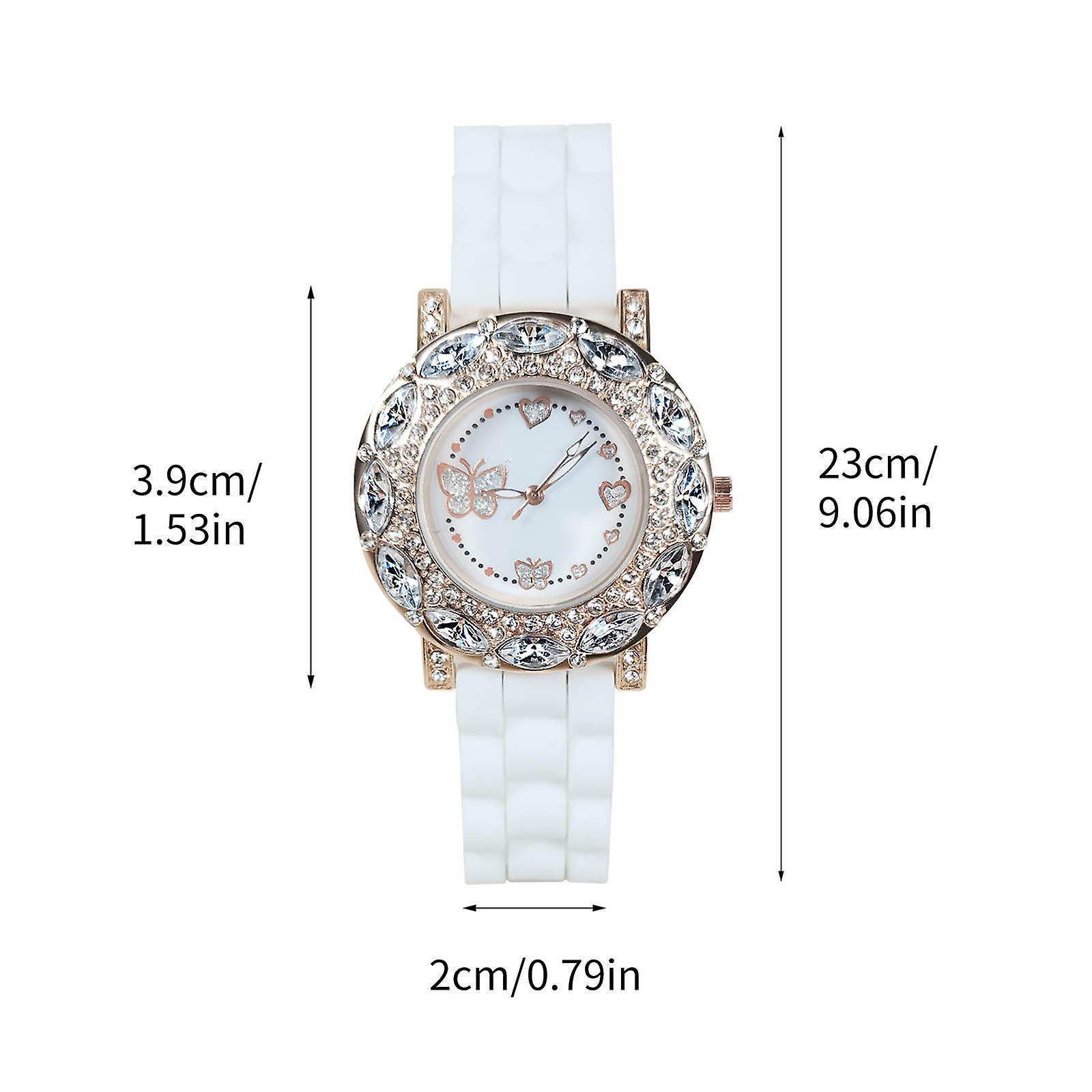 Foto 3 | Reloj Huoguo Vestido De Mariposa De Gel De Sílice Para Mujer En Oro Rosa - Venta Internacional.