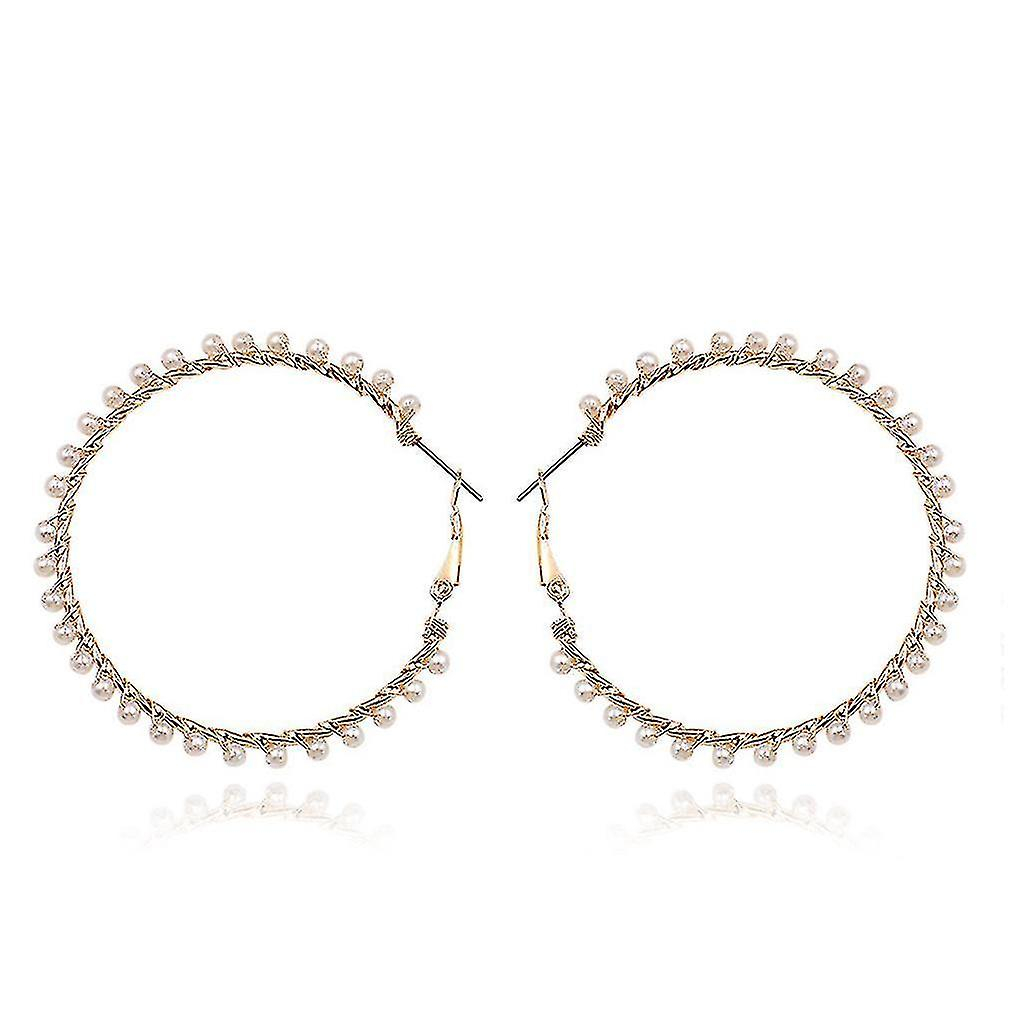 Pendientes Huoguo Redondos En Forma De C  Perlas De Aleación Para Bodas - Venta Internacional.
