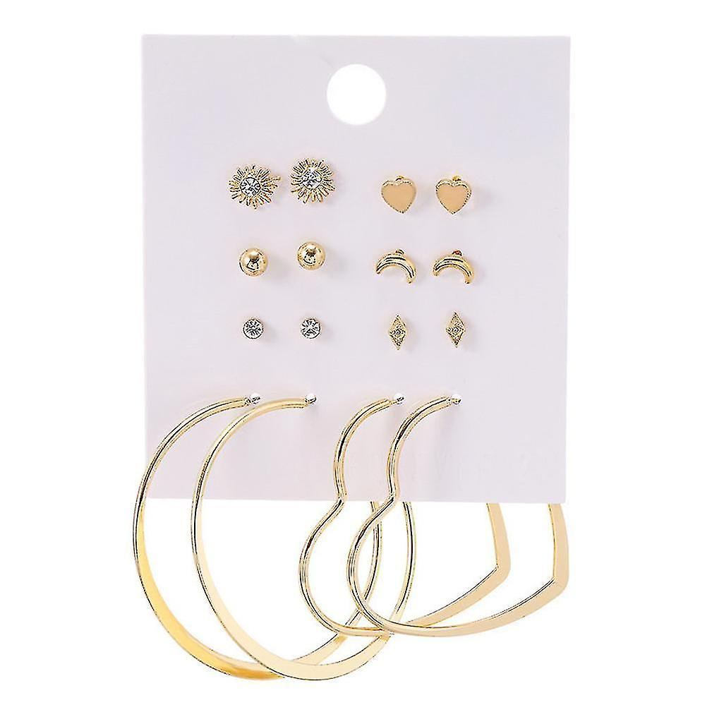 Foto 2 pulgar | Juego De Pendientes Huoguo  8 Pares De Pendientes De Perlas Con Forma De Corazón Y Círculo Grande - Venta Internaciona
