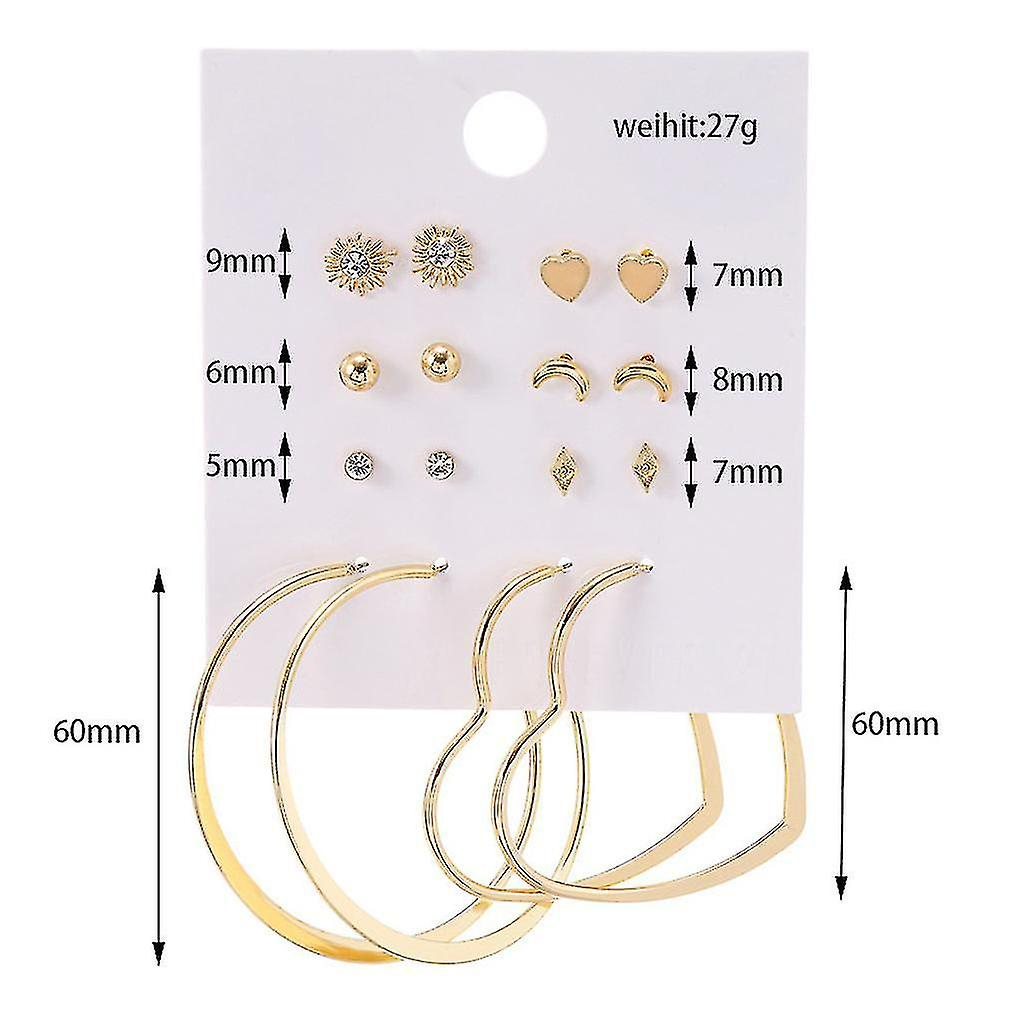 Foto 3 pulgar | Juego De Pendientes Huoguo  8 Pares De Pendientes De Perlas Con Forma De Corazón Y Círculo Grande - Venta Internaciona