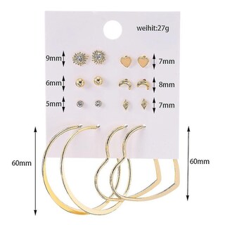 Foto 2 | Juego De Pendientes Huoguo 8 Pares De Pendientes De Perlas Con Forma De Corazón Y Círculo Grande - Venta Internaciona