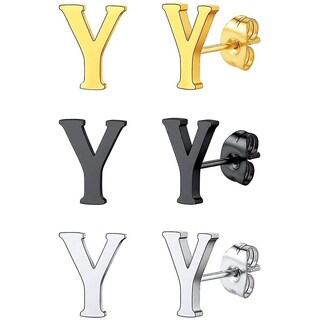Foto 1 | Pendientes Huoguo Con La Inicial De La Letra Y 3 Pares Juego De Tuercas De Acero Inoxidable - Venta Internacional.