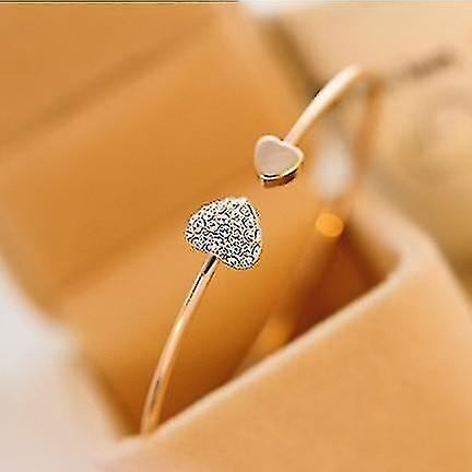 Foto 2 | Brazalete Huoguo Ajustable Con Doble Lazo En Forma De Corazón Y Cristal Dorado - Venta Internacional.