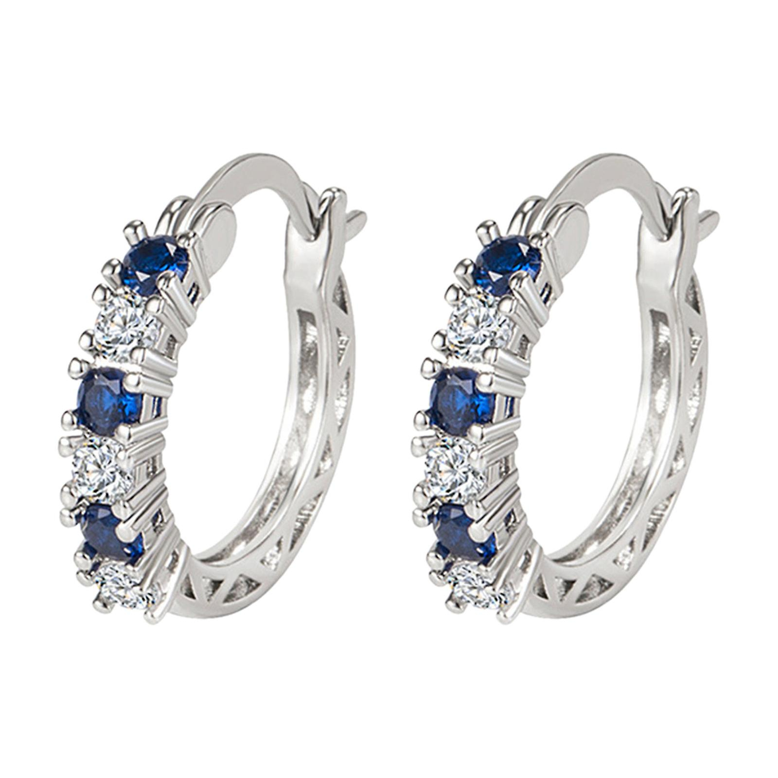 Foto 2 pulgar | Pendientes Aguamarina Con Diamantes Europeos Americanos Y Circonitas Para Mujer - Venta Internacional.