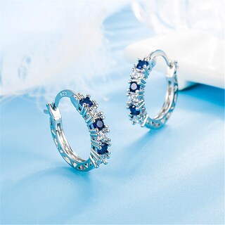 Foto 3 | Pendientes Aguamarina Con Diamantes Europeos Americanos Y Circonitas Para Mujer - Venta Internacional.