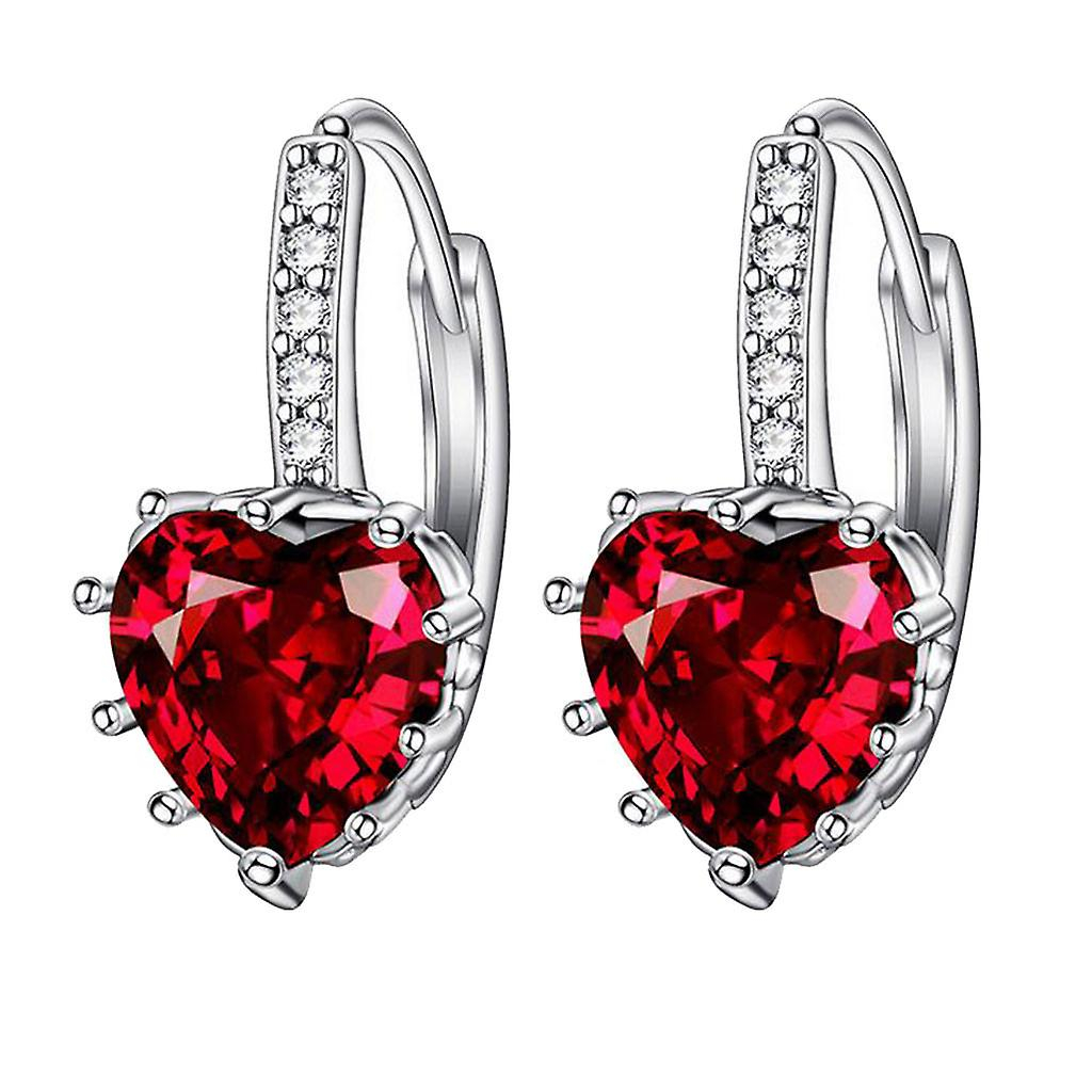 Foto 2 pulgar | Pendientes Huoguo Con Circonitas En Forma De Corazón A La Moda Para Mujer - Venta Internacional.