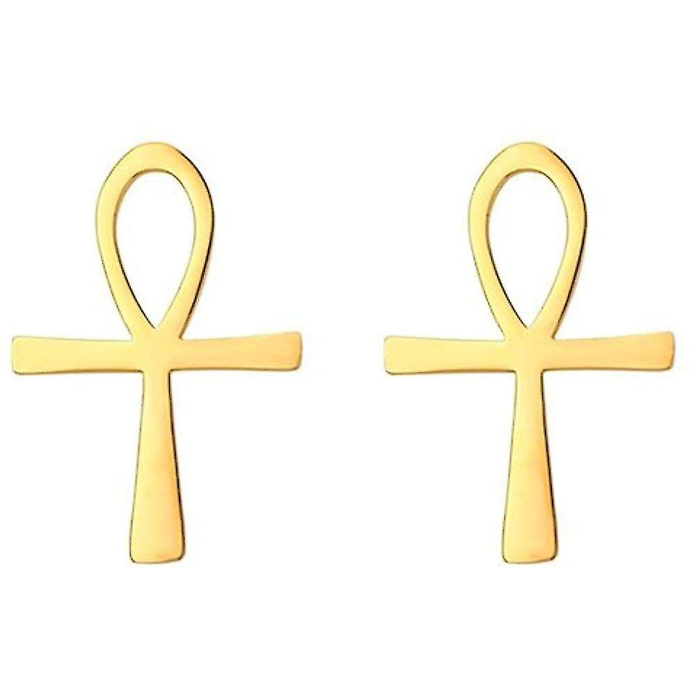 Foto 2 pulgar | Pendientes Huoguo Ankh Con Forma De Cruz Egipcia  Llave Del Nilo  Oro - Venta Internacional.