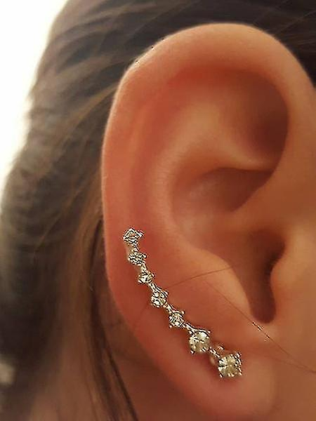 Foto 3 pulgar | Pendientes De Gancho De Cuatro Puntas Chapados En Oro De 18 Quilates Para Mujer - Venta Internacional.