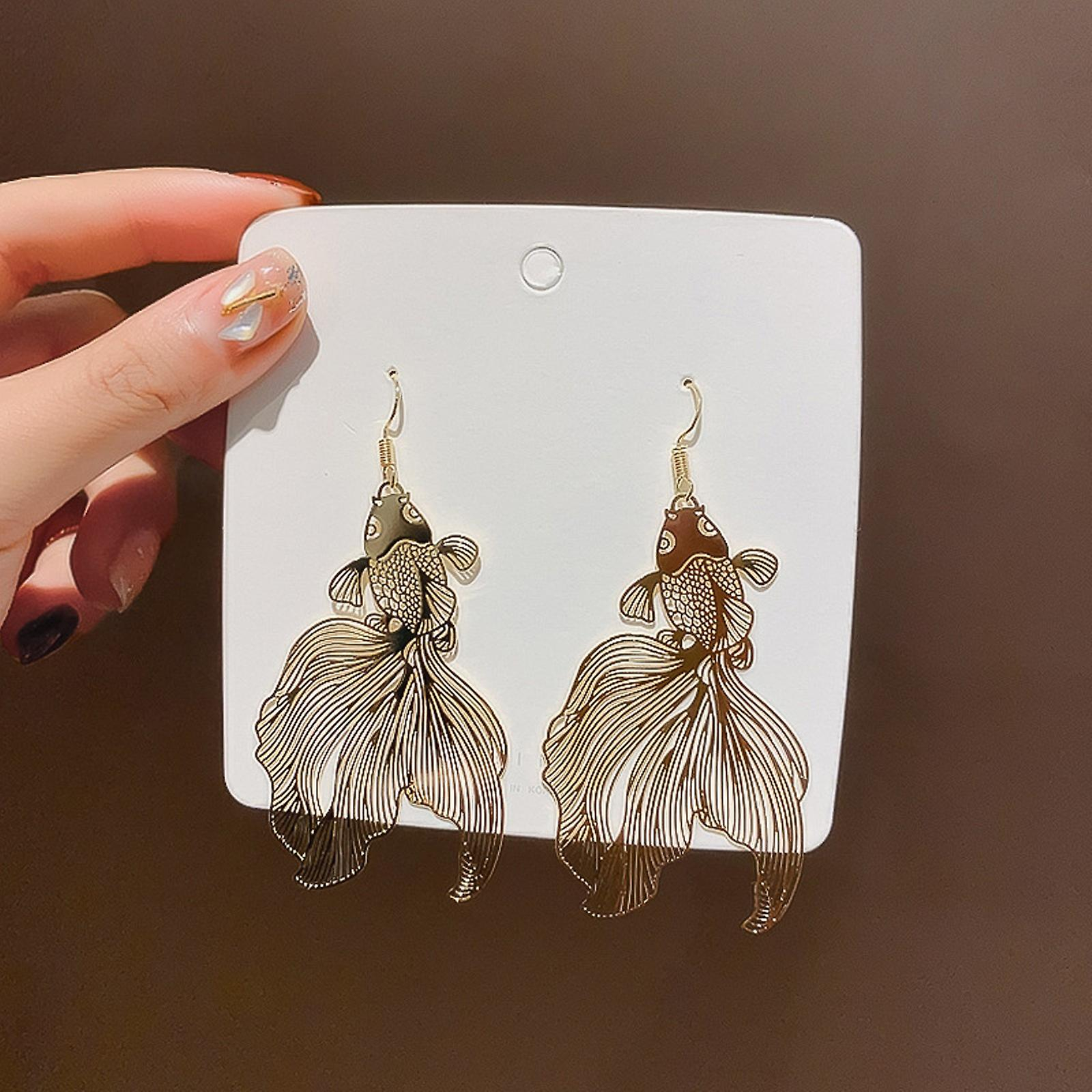 Foto 2 | Pendientes Huoguo Good Luck De Aleación De Carpa Dorada Para Mujer - Venta Internacional.