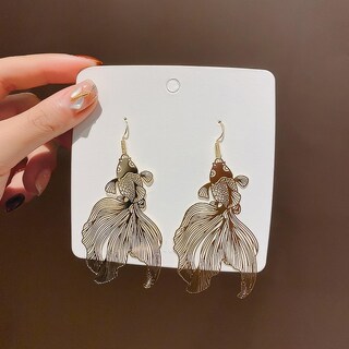 Foto 2 | Pendientes Huoguo Good Luck De Aleación De Carpa Dorada Para Mujer - Venta Internacional.