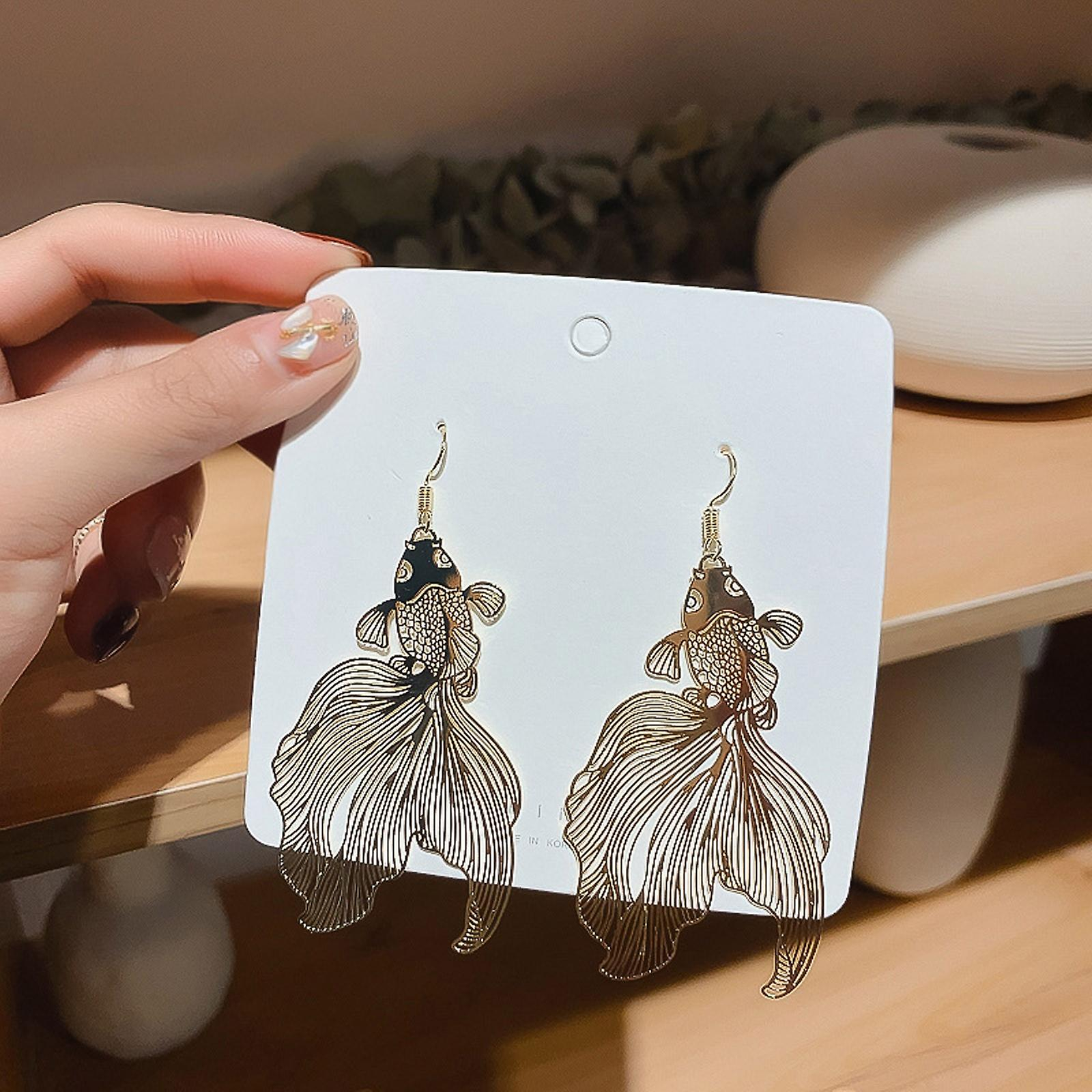 Foto 4 pulgar | Pendientes Huoguo Good Luck De Aleación De Carpa Dorada Para Mujer - Venta Internacional.
