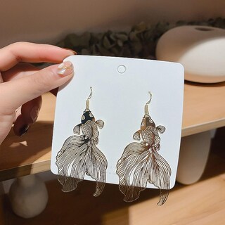 Foto 3 | Pendientes Huoguo Good Luck De Aleación De Carpa Dorada Para Mujer - Venta Internacional.