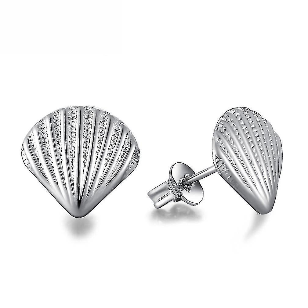 Foto 2 pulgar | Pendientes Huoguo Con Forma De Concha De Plata 925 Con Forma De Flor Para Boda - Venta Internacional.