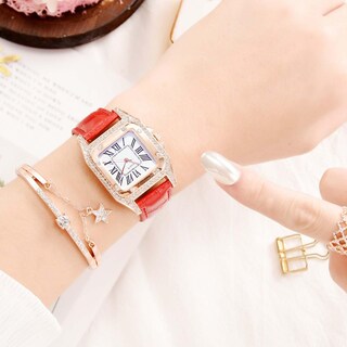 Foto 2 | Set De Relojes Huoguo Flowers Para Mujer Piel Y Cuarzo Caja De 31 Mm - Venta Internacional.