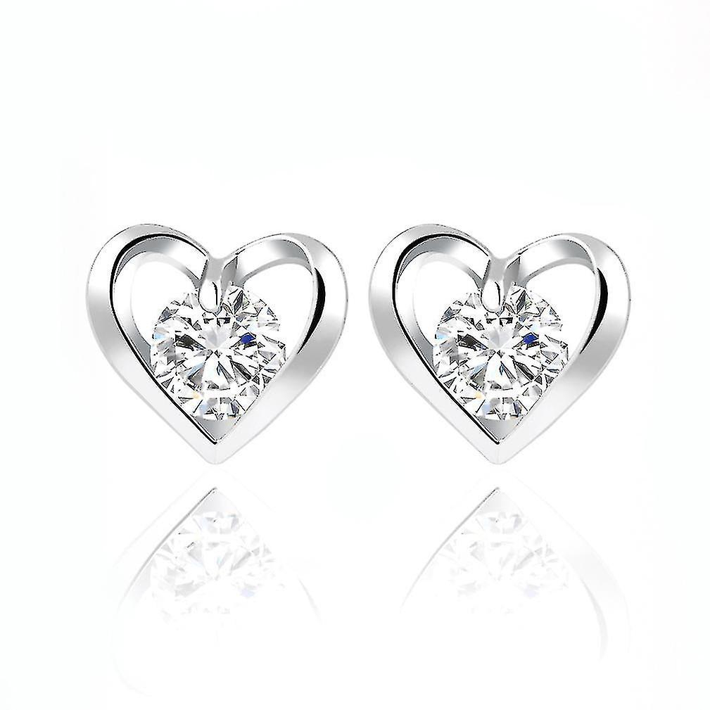 Foto 1 | Pendientes Huoguo  Pendientes En Forma De Corazón  Cristal Plateado Y Circonita - Venta Internacional.