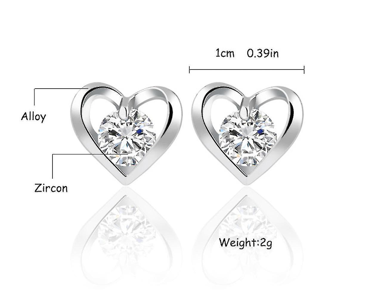 Foto 3 pulgar | Pendientes Huoguo  Pendientes En Forma De Corazón  Cristal Plateado Y Circonita - Venta Internacional.