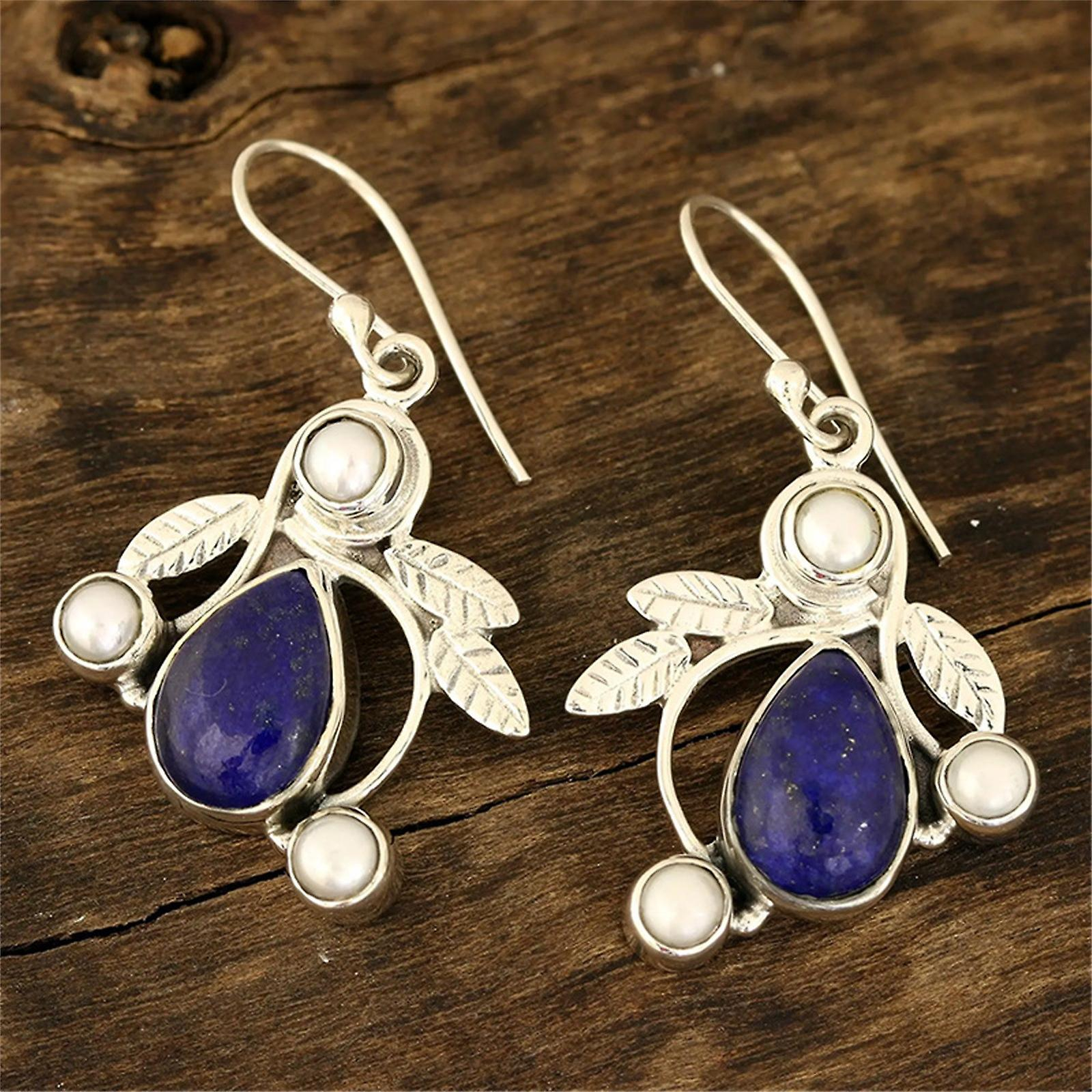 Foto 6 pulgar | Pendientes Huoguo Fashion De Aleación De Circonio Azul Con Incrustaciones Para Mujer - Venta Internacional.