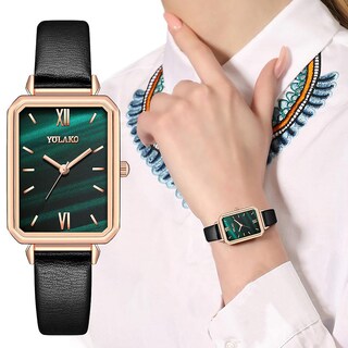 Foto 2 | Reloj Huoguo Estampado De Moda Para Mujer Rectangular Verde - Venta Internacional.