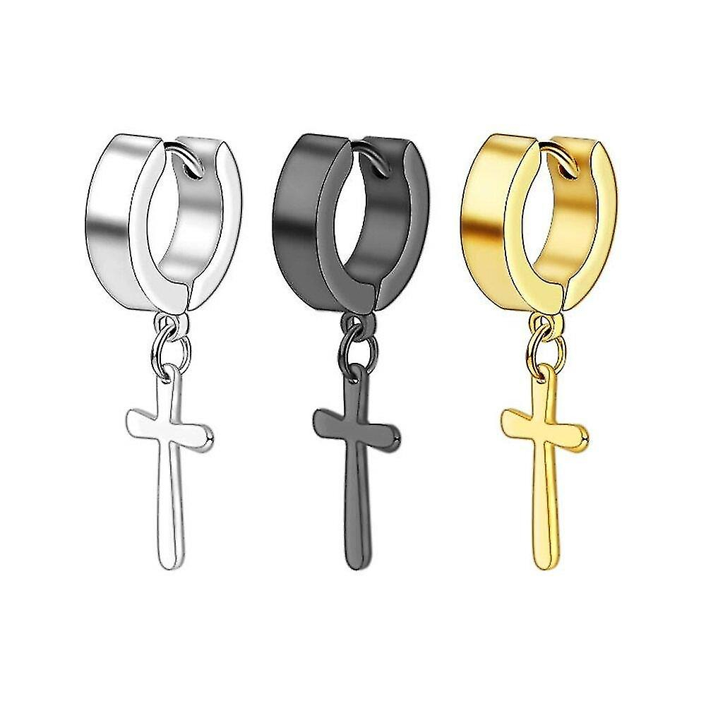 Foto 1 | Set De Pendientes Huggie Hoop Con Cruz Colgante Para Mujer - Venta Internacional.