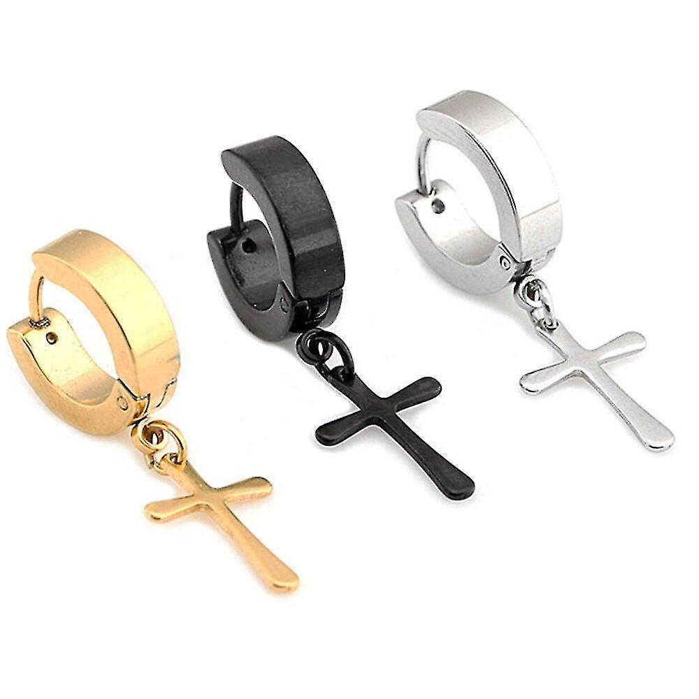 Foto 2 | Set De Pendientes Huggie Hoop Con Cruz Colgante Para Mujer - Venta Internacional.