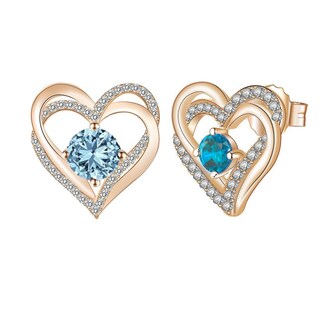 Foto 1 | Pendientes Huoguo Exquisita Piedra Natal En Forma De Corazón Para Mujer - Venta Internacional.