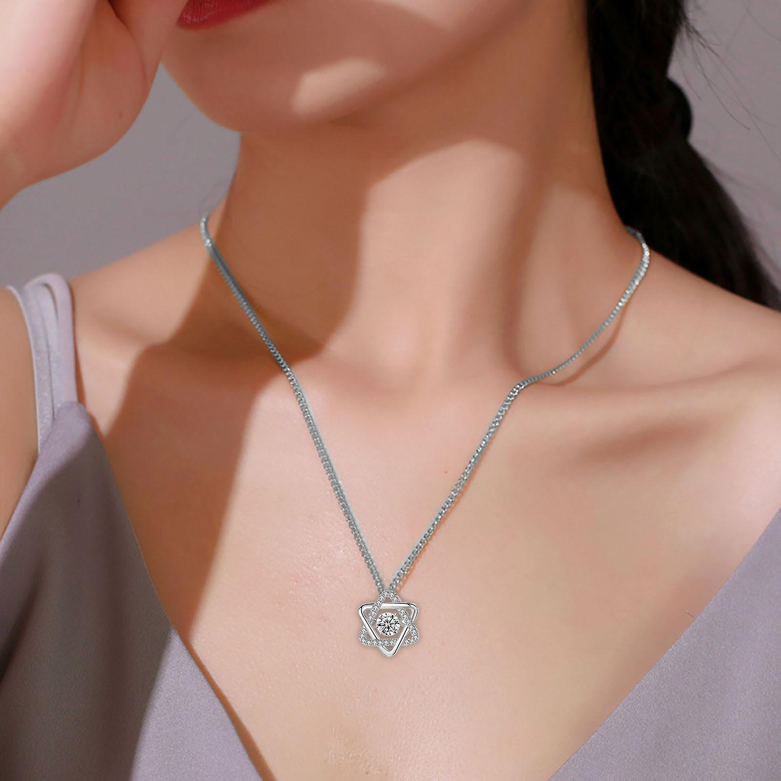 Foto 3 | Collar Huoguo De Doble Anillo De Cristal De Cobre Para Mujer - Venta Internacional.