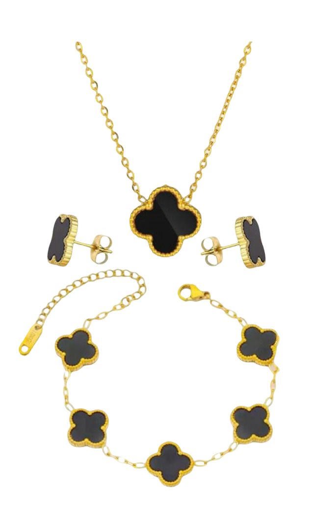 Foto 2 pulgar | Set De Joyería Xtellar De Trébol De 4 Hojas - Collar  Pulsera Y Aretes - Chapado En Oro De 18k