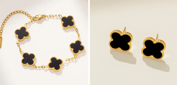 Foto 3 pulgar | Set De Joyería Xtellar De Trébol De 4 Hojas - Collar  Pulsera Y Aretes - Chapado En Oro De 18k