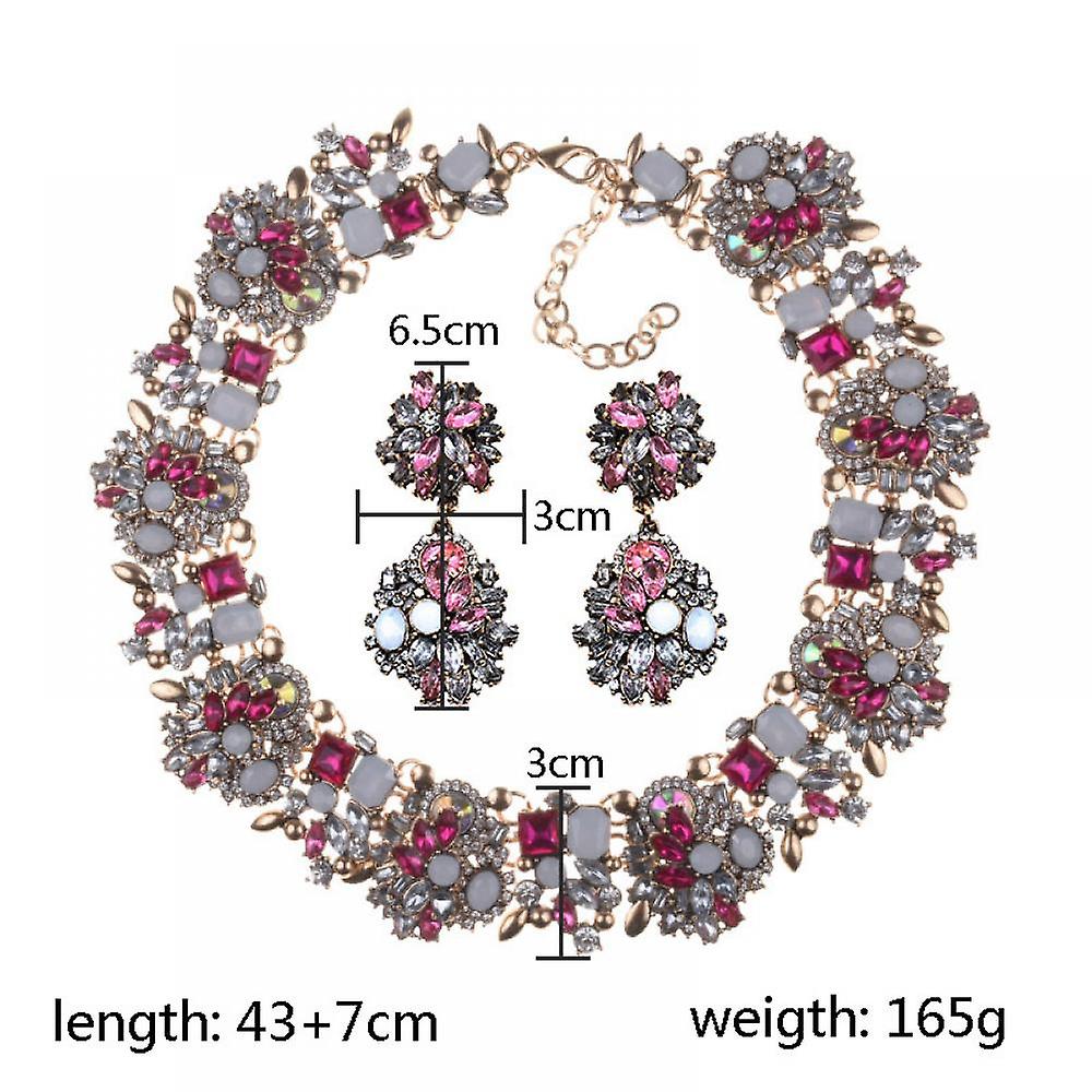 Foto 2 pulgar | Conjunto De Joyas  Collar Y Pendiente Para Mujer Huoguo Rhinestone - Venta Internacional.