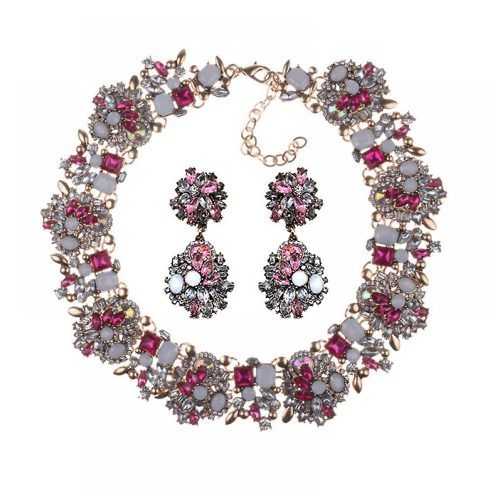 Foto 2 | Conjunto De Joyas  Collar Y Pendiente Para Mujer Huoguo Rhinestone - Venta Internacional.