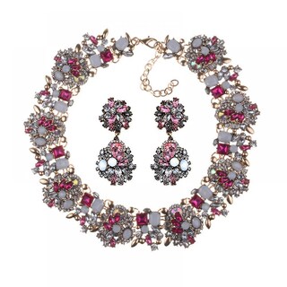 Foto 2 | Conjunto De Joyas Collar Y Pendiente Para Mujer Huoguo Rhinestone - Venta Internacional.