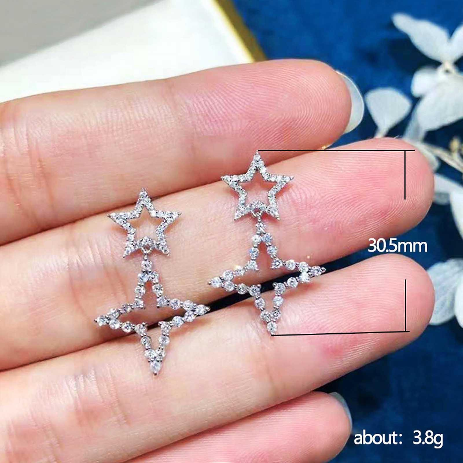 Foto 4 pulgar | Pendiente Huoguo Ultra-flash Con Microincrustaciones De Circón Para Mujer - Venta Internacional.