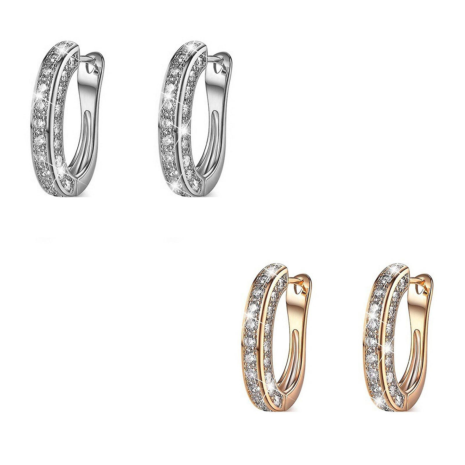 Foto 2 pulgar | Pendientes De Aro Huoguo Diamond Para Mujer  Aleación De 1 3 Cm  2 Pares - Venta Internacional.