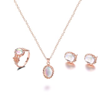 Foto 1 | Conjunto De Joyas Huoguo Anillo Collar Y Pendientes Con Piedra Artificial Para Mujer - Venta Internacional.