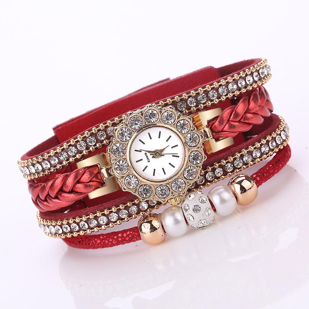 Foto 5 pulgar | Reloj Huoguo Weave Wrap Quartz Wrap  Pulsera Vintage Para Mujer - Venta Internacional.